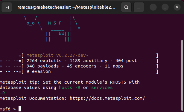 Установите пример консоли Metasploit Linux 02