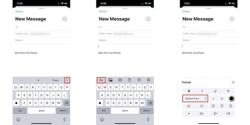 Установите почтовое приложение New Fonts Ios13