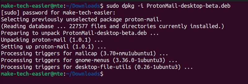 Установка настольного приложения Proton Mail