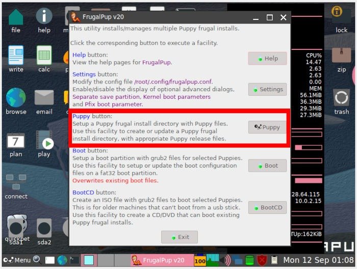 Установите Puppy Linux 19 Puppy Button