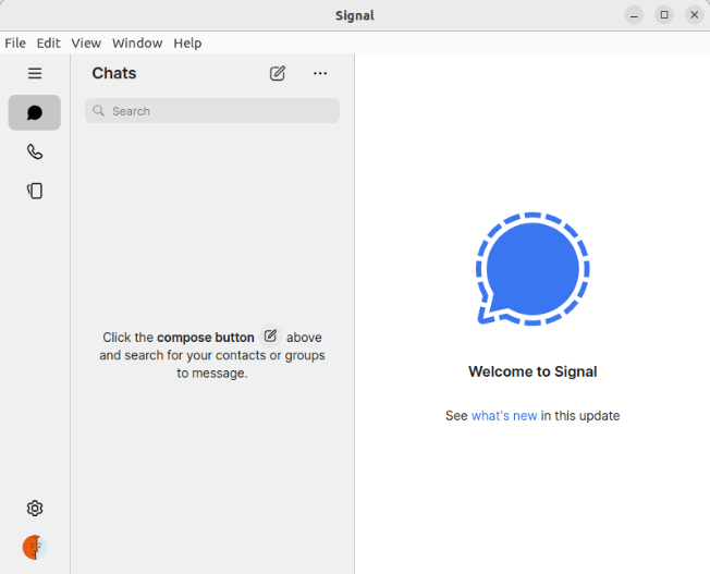 Скриншот Signal Desktop, работающего правильно и связанного.