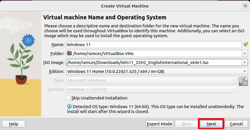 Снимок экрана, показывающий загруженный ISO-образ в VirtualBox.