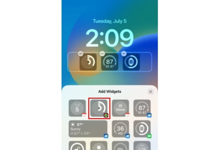 Выбор виджета iOS 16