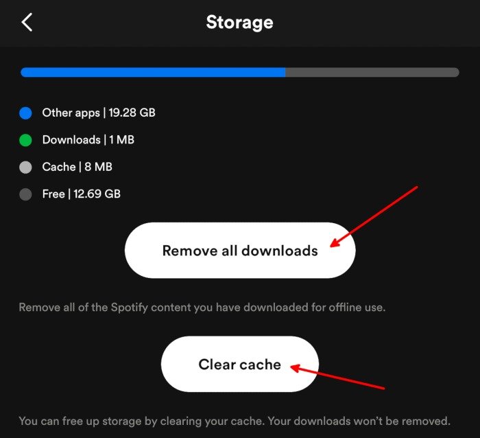 Ios Ipados Spotify Storage Очистить кеш Удалить загрузки