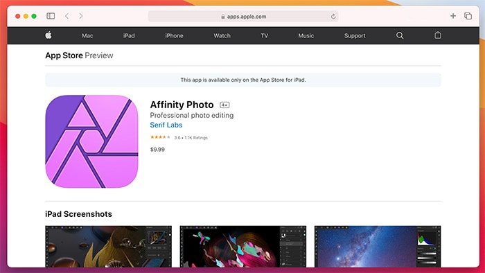 Приложения для редактирования фотографий iOS Affinity Photo