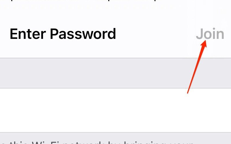 Снимок экрана, показывающий, где пользователь может ввести пароль для сети Wi-Fi и присоединиться к ней.