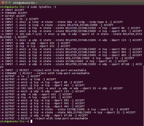 Список правил Iptables