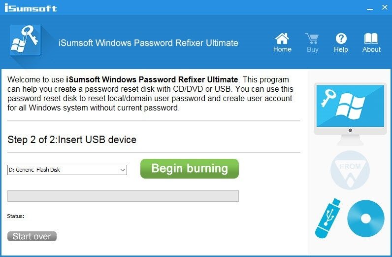 Обзор Isumsoft Windows Password Refixer Начать запись Ultimate