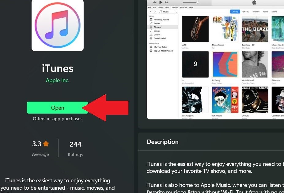 Itunes-открыть