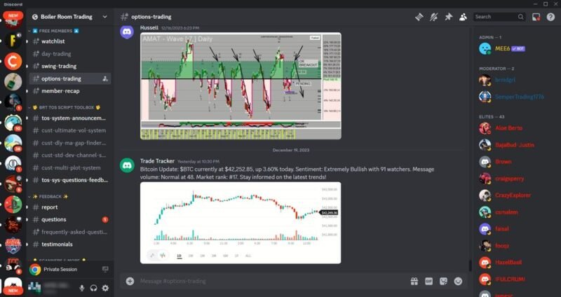 Вид сервера Boiler Room Trading на Discord.