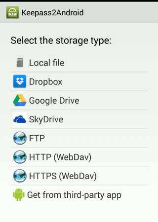 Keepass2android-хранилище базы данных