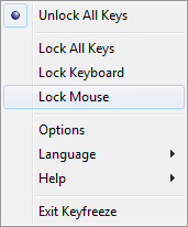 Щелкните правой кнопкой мыши значок KeyFreeze на панели задач.