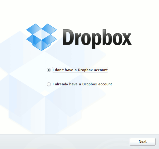 Вопрос об аккаунте Dropbox при запуске Kfilebox