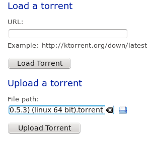 Веб-интерфейс KTorrent загрузить торрент