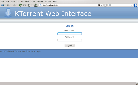 Веб-интерфейс KTorrent