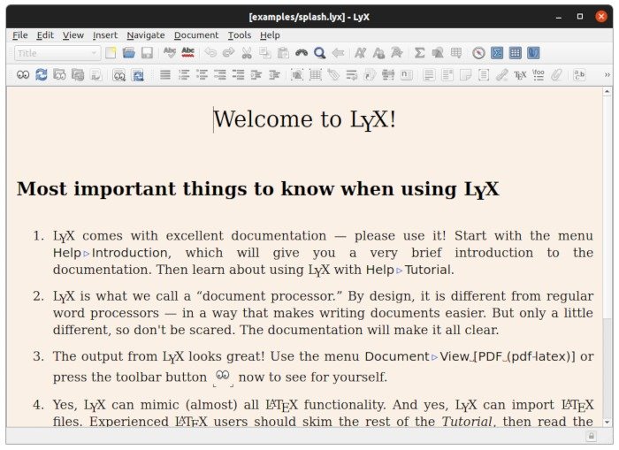 Редакторы латекса Linux 06 Lyx