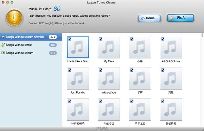 leawo-tunes-cleaner-scan-report