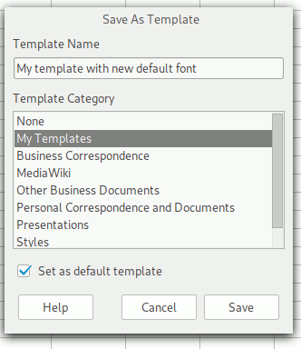 Libreoffice Изменить шрифт Calc Новый шаблон