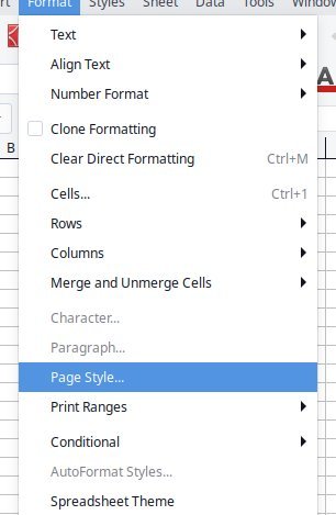 Стиль страницы в формате Libreoffice