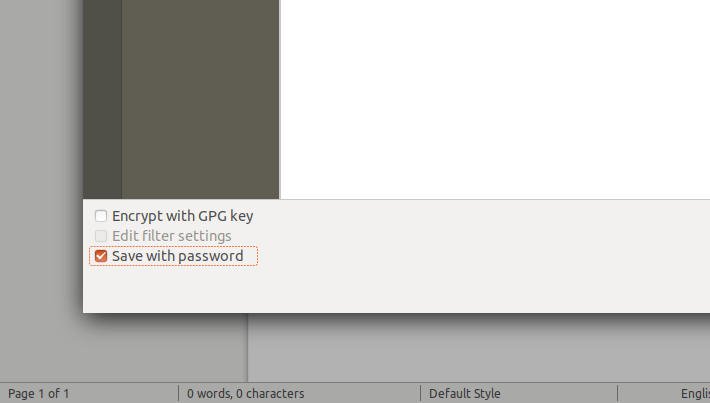 LibreOffice сохранить с паролем