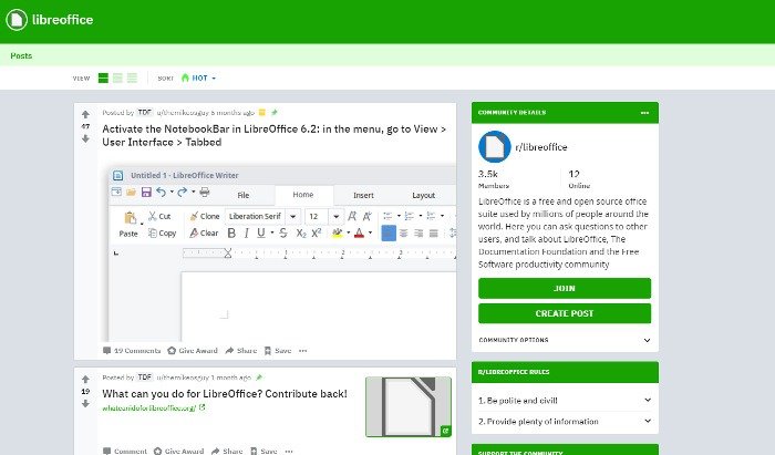 Поддержка сообщества Libreoffice и Openoffice