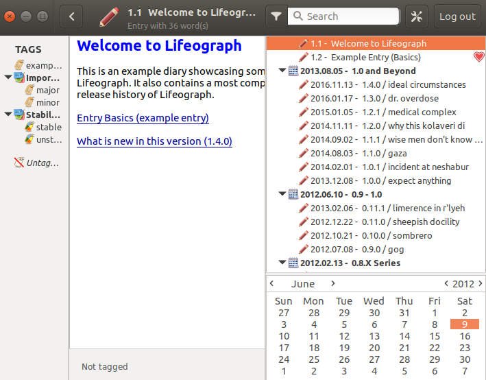 Журнал Lifeograph Linux