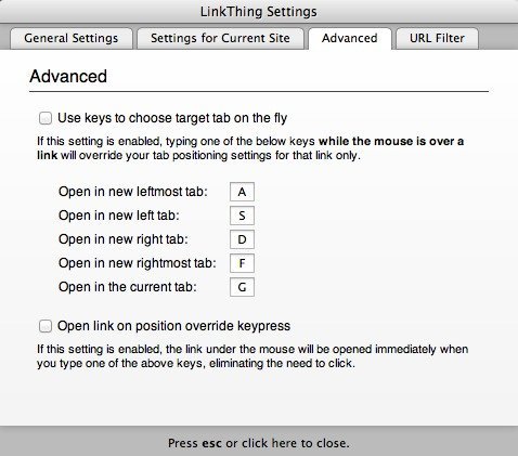 Дополнительные настройки LinkThing