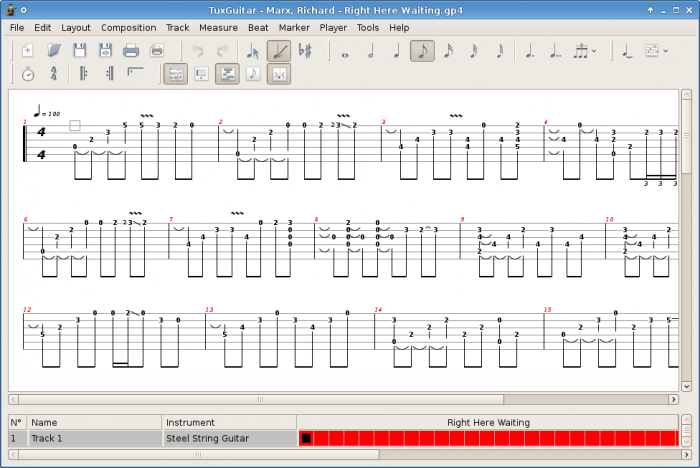 Приложения Linux для гитаристов Tux Guitar