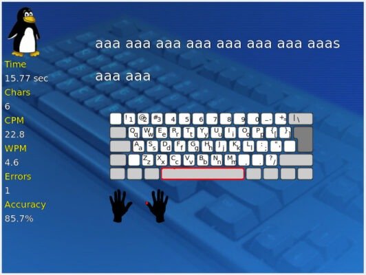 Пример занятия Tux Typing.