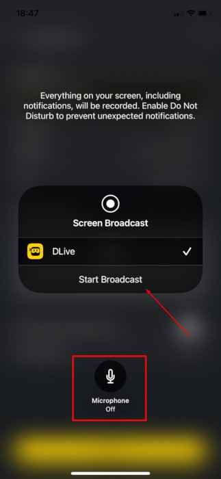 Приложения для прямой трансляции для iOS Dlive Start Broadcast