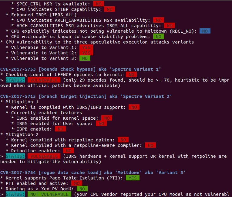 Скрипт проверки Meltdown Spectre Ubuntu