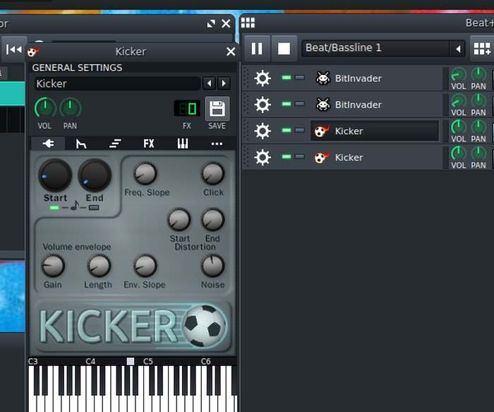 Настройки кикера песни Lmms 1