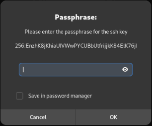 Скриншот запроса пароля GPG Gnome для SSH.