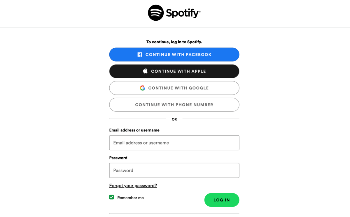 Войдите в свою учетную запись Spotify