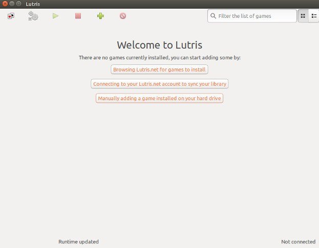 Запустите Lutris в первый раз