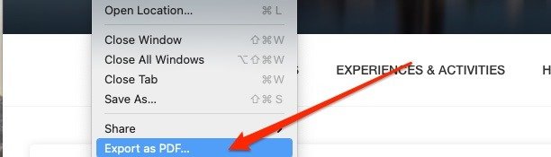 Экспорт веб-страницы Mac в формате PDF