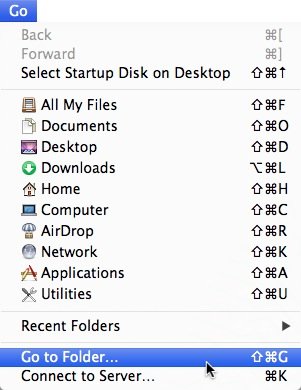 Выберите параметр «Перейти к папке» в меню «Перейти» в Finder.