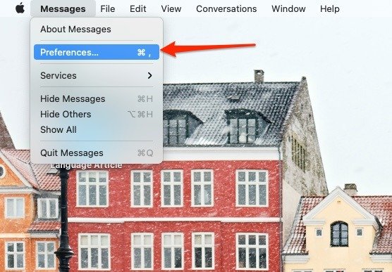 Снимок экрана, показывающий раздел настроек приложения Mac Messages.