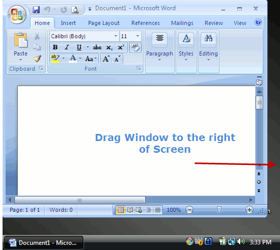 Перетащите окно программы к краю экрана.