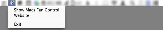 Меню значков панели управления вентилятором Mac.