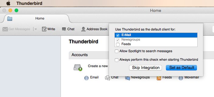 Установите Thunderbird по умолчанию.