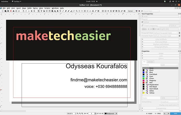 Создайте визитную карточку с помощью Scribus Добавьте контактную информацию