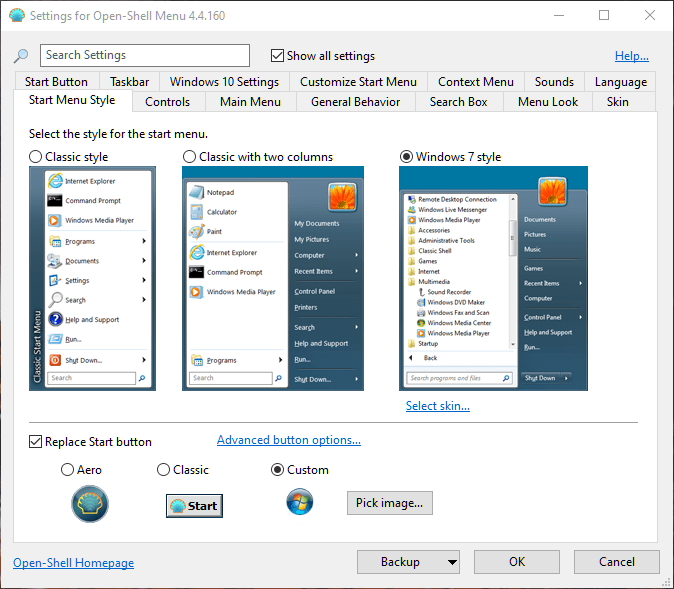 Сделать Windows 10 похожей на Windows 7. Заменить значок «Пуск» 1.