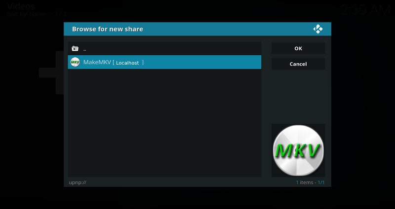 Kodi Добавить поток MakeMKV