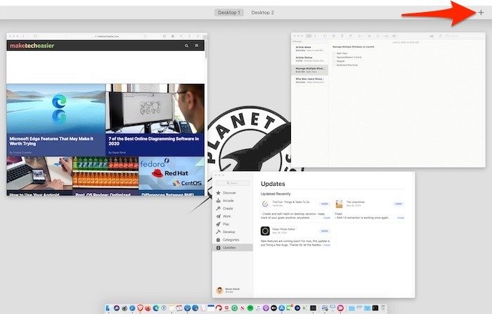 Управление несколькими Windows Macos Mission Control Arrow