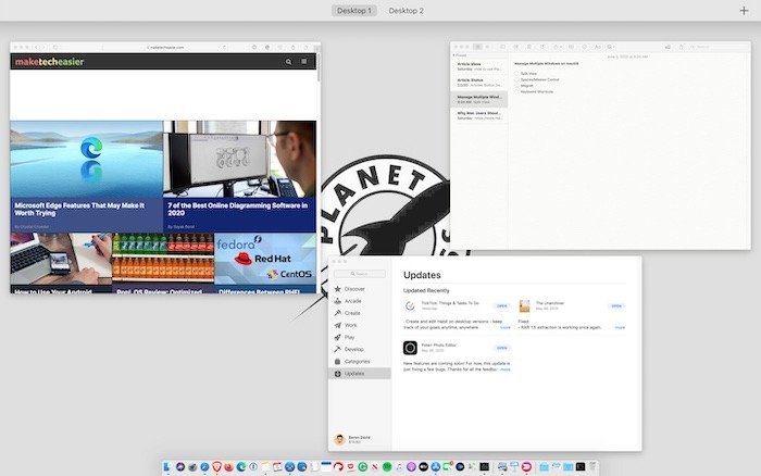 Управление несколькими Windows Macos Mission Control