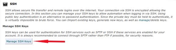 Hostgator Управление ключом SSH