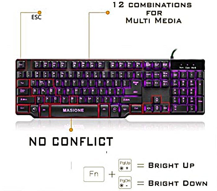 Яркость светодиодной клавиатуры masione-gaming-keyboard