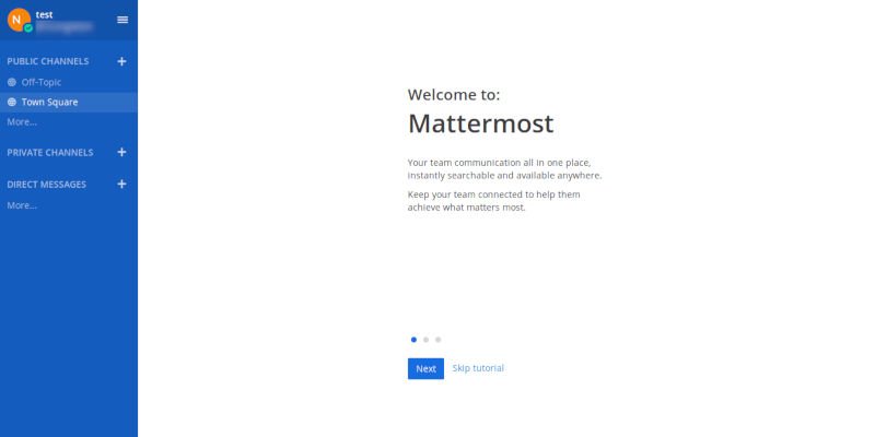 Страница команды Mattermost