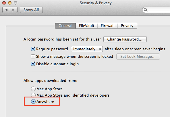 Mavericks-разрешить приложения из любого места